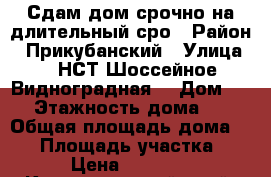 Сдам дом срочно на длительный сро › Район ­ Прикубанский › Улица ­ “НСТ“Шоссейное Видноградная  › Дом ­ 3 › Этажность дома ­ 2 › Общая площадь дома ­ 49 › Площадь участка ­ 4 › Цена ­ 11 000 - Краснодарский край, Краснодар г. Недвижимость » Дома, коттеджи, дачи аренда   . Краснодарский край,Краснодар г.